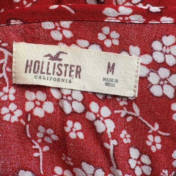Hollister Boho Hippie Festival Bell Sleeve Romantic Red Floral Romper Women Sz M - Picture 4 of 6